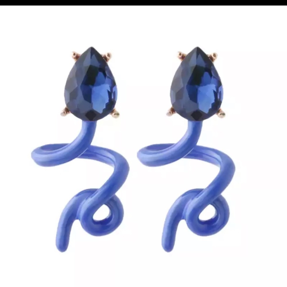 Periwinkle enamel swirly earrings